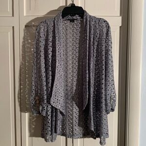 Peck & Peck Collection Lace/Crochet Open Front Cascading Cardigan Sweater EUC